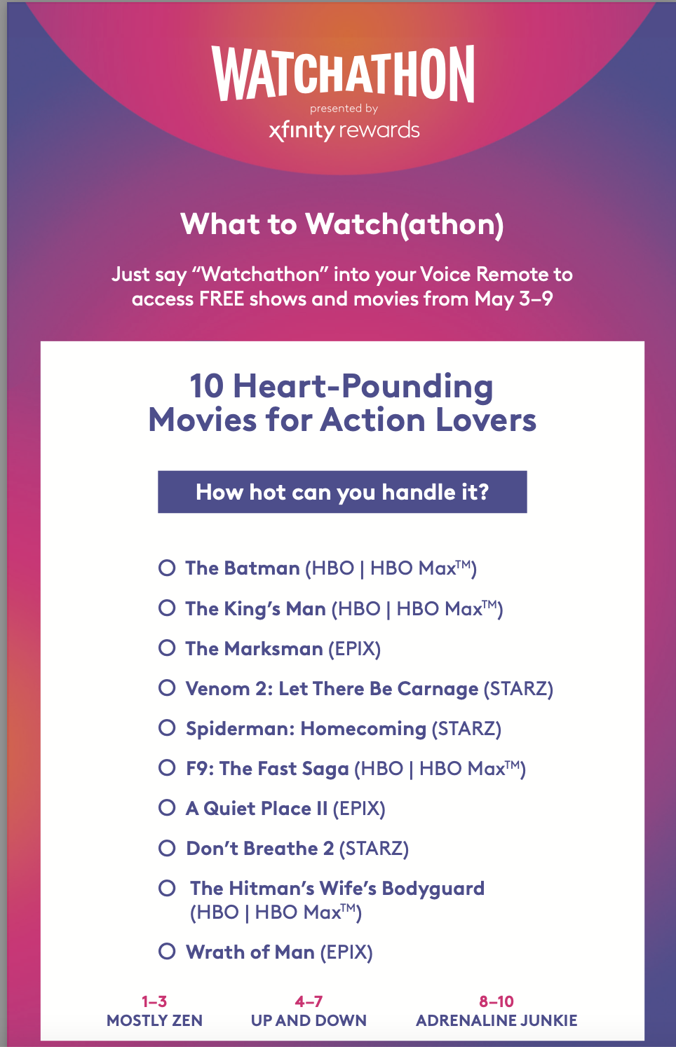 Xfinity Watchathon - Action Movies